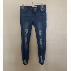 Cropped ripped jeans